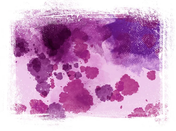 Purple messy hand painted watercolor background with grungy border — Stock Photo, Image