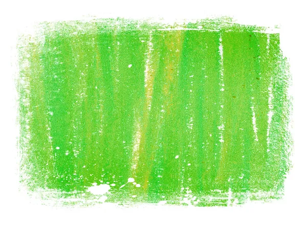 Green abstract hand painted background texture with grungy weathered border — Stock Photo, Image