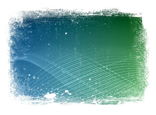 青と緑の着用汚れた境界線を持つ滑らかなビンテージ波状の背景 — ストック写真