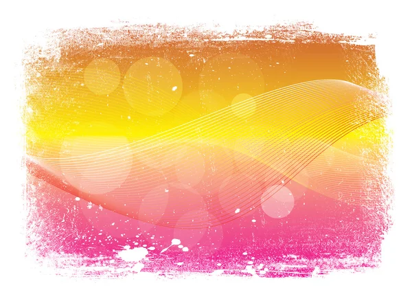 Yellow and pink worn smooth modern wavy background with grungy border — Stock Photo, Image