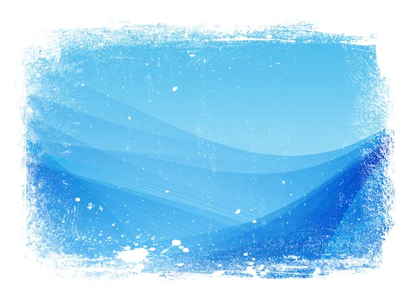 Blauwe versleten gladde moderne golvende achtergrond met grungy rand — Stockfoto