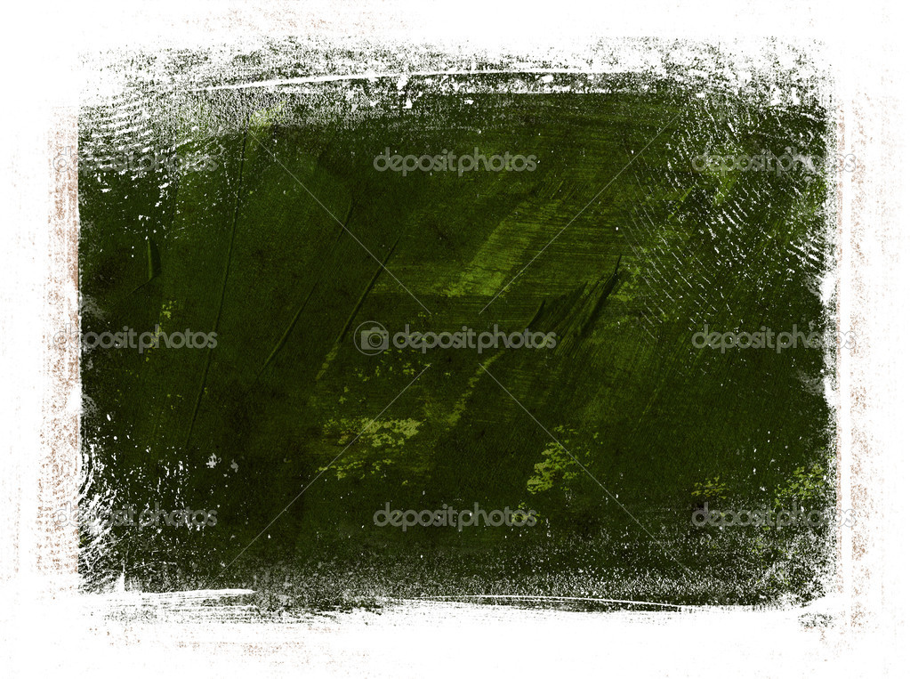 Green hand painted canvas background with grungy border