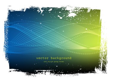mavi - yeşil vektör pürüzsüz dalgalı arka plan aşınmış kenarlık