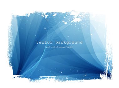 Mavi vektör pürüzsüz dalgalı arka plan aşınmış kenarlık