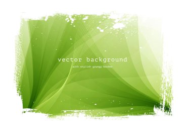 Yeşil vektör pürüzsüz dalgalı arka plan aşınmış kenarlık