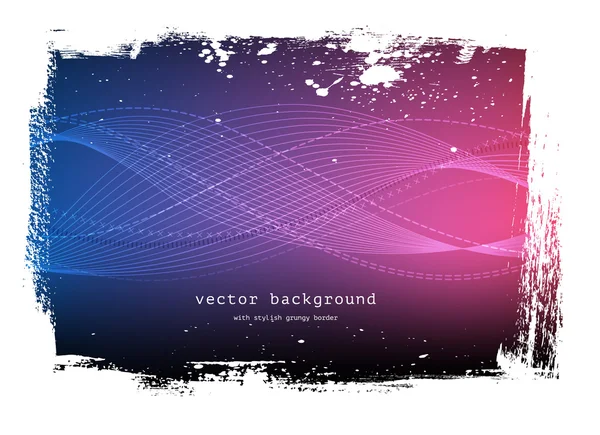 Purple vector smooth wavy background with grungy border — Stock Vector