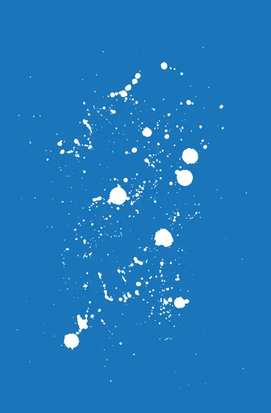 Witte vector verf druppels splatter over blauwe achtergrond — Stockvector