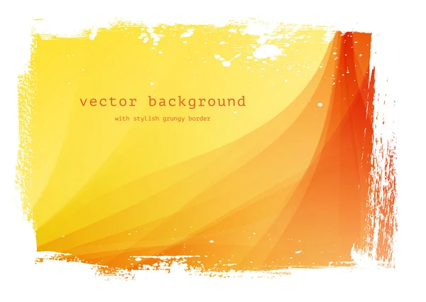 Yellow vector smooth wavy background with grungy border — Stock Vector