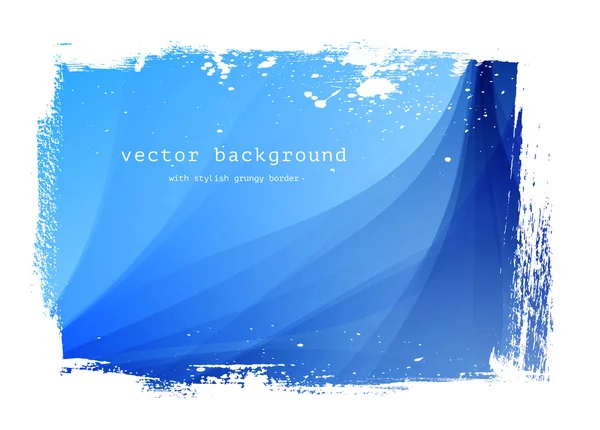 Blauwe vector glad golvende achtergrond met grungy rand — Stockvector