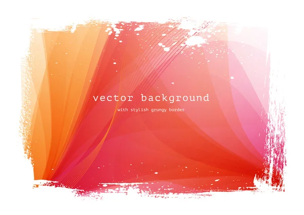 Red vector smooth wavy background with grungy border — Stock Vector