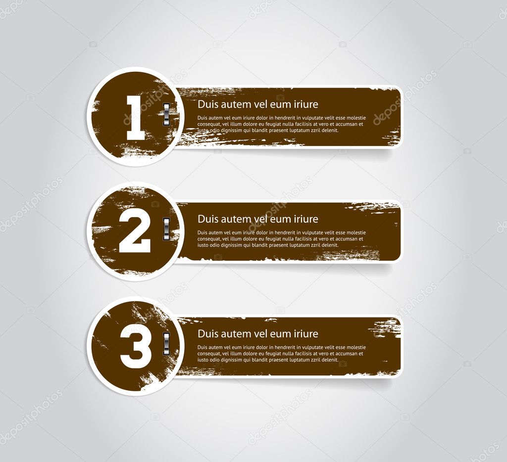One two three grungy vintage vector labels