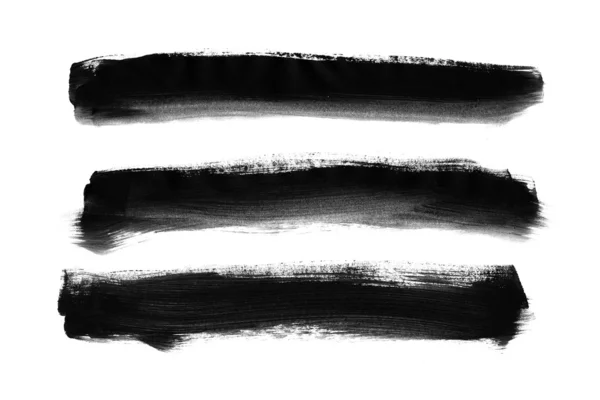 Fekete absztrakt kézzel festett ecsetvonások — Stock Fotó