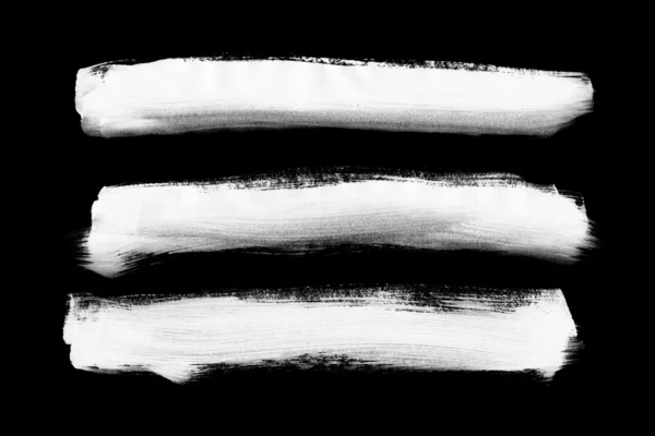 Pennellate dipinte a mano bianche astratte su nero — Foto Stock