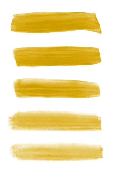Žlutá abstraktní ručně malované kolekce tahů štětce — Stock fotografie