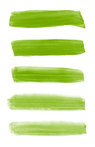 Yeşil soyut el boyalı fırça darbeleri koleksiyonu — Stok fotoğraf