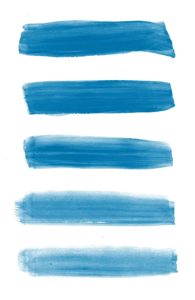蓝色抽象手绘笔刷笔触集合 — 图库照片