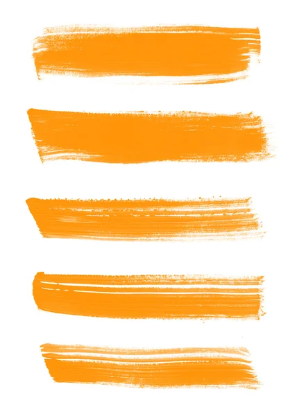 Coleção de pinceladas pintadas à mão abstrata amarela — Fotografia de Stock