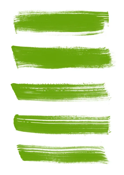 Green abstract hand painted brush strokes collection — Stock Photo, Image
