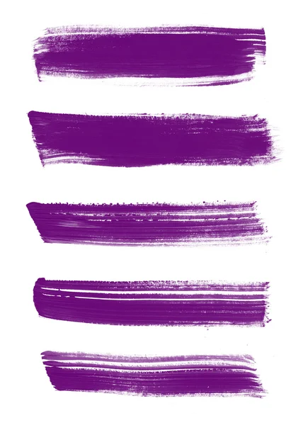 紫色抽象手绘笔刷笔触集合 — 图库照片