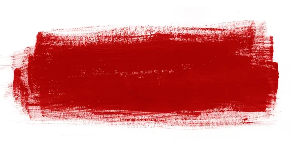 Red hand painted brush stroke daub — Stock Photo, Image