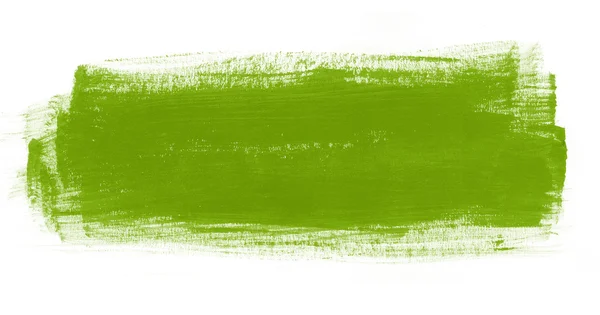 Green hand painted brush stroke daub — Stock Photo, Image