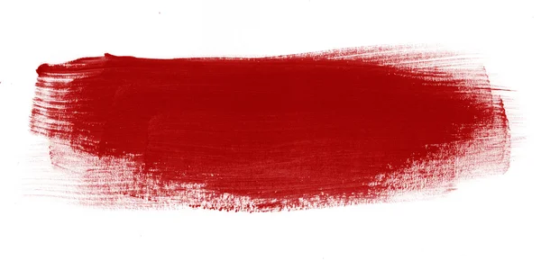 Red hand painted brush stroke daub — Stock Photo, Image