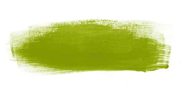 Green hand painted brush stroke daub — Stock Photo, Image