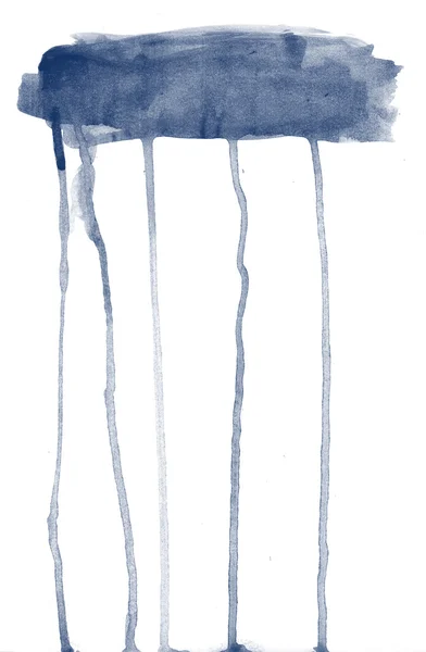 Blå hand målade akvarell smeta med läcka färg droppar — Stockfoto