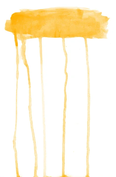 Amarillo pintado a mano acuarela daub con gotas de pintura filtradas —  Fotos de Stock