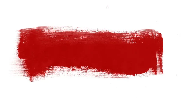 Red hand painted brush stroke daub — Stock Photo, Image