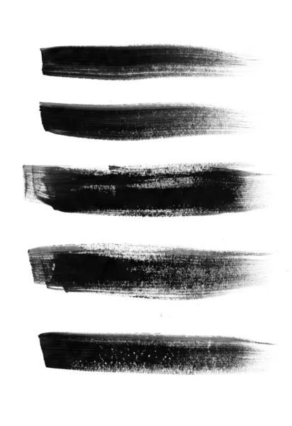 Black hand painted brush strokes set — Stock Photo, Image