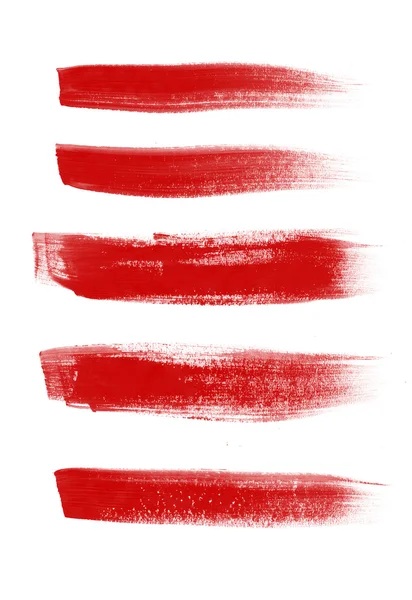 Red hand painted brush strokes set — Stock Photo, Image