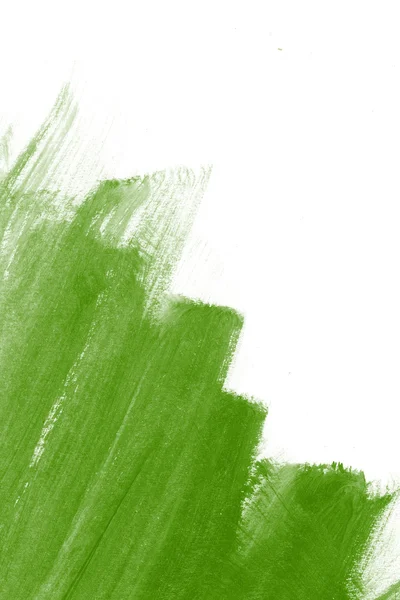 Verde mão pintado pincel acidente vascular cerebral fundo — Fotografia de Stock