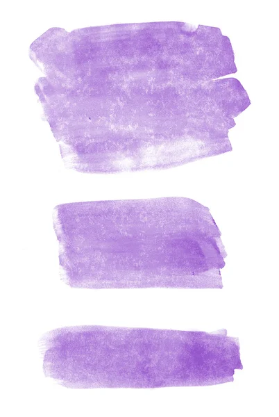 Purple hand painted brush stroke watercolor stains — Stock Photo, Image