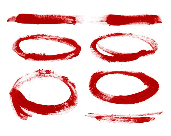 Red hand painted circles and brush strokes — Stock Photo, Image