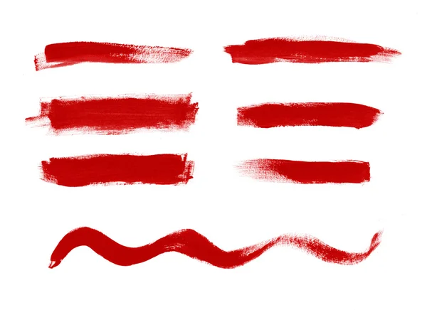 Red hand painted brush strokes collection — Stock Photo, Image