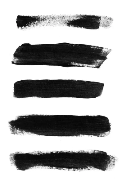 Black abstract hand painted watercolor daubs collection — Stock Photo, Image