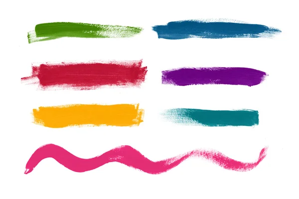 Różne kolory kolekcji strokes pędzlem malowany — Zdjęcie stockowe
