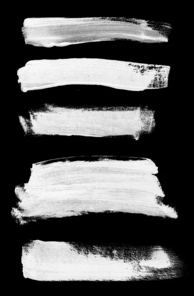 Біла абстрактна колекція ручних акварельних даб на чорному — стокове фото