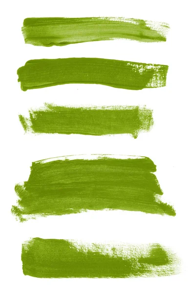 緑の抽象的な手塗りの場合、水彩筆コレクション — ストック写真