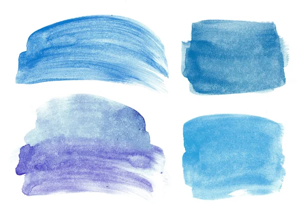 Blue abstract handgeschilderde aquarel klodder collectie — Stockfoto