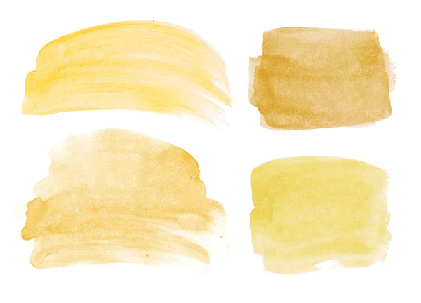 Amarelo abstrato pintado à mão aquarela daubs coleção — Fotografia de Stock