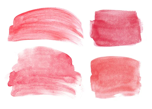 Red abstract hand painted watercolor daubs collection — Stock Photo, Image
