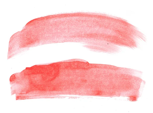Two red abstract hand painted watercolor daubs — Stock Photo, Image
