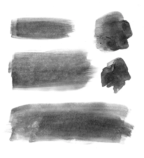 Sulu Boya lekeleri koleksiyonu siyah soyut el boyalı — Stok fotoğraf