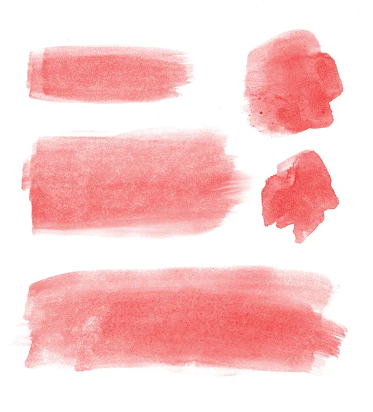 Red abstract hand painted watercolor daubs collection — Stock Photo, Image