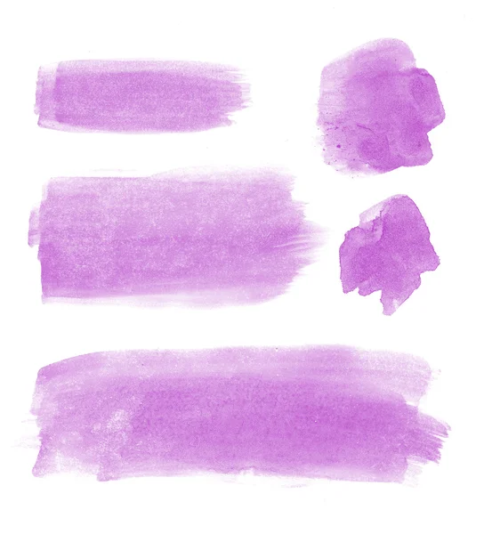 Purple abstract hand painted watercolor daubs collection — Stock Photo, Image