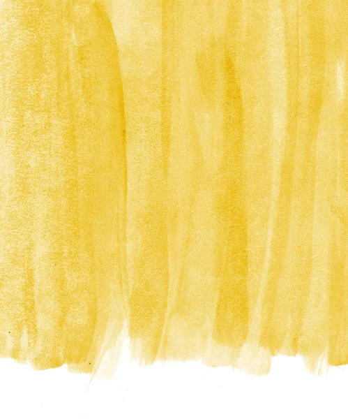 黄色の抽象的な手描きの水彩画の背景 — ストック写真