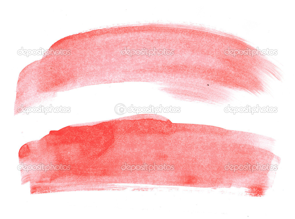 Two red abstract hand painted watercolor daubs