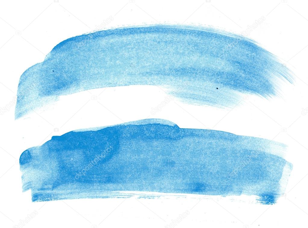 Two blue abstract hand painted watercolor daubs